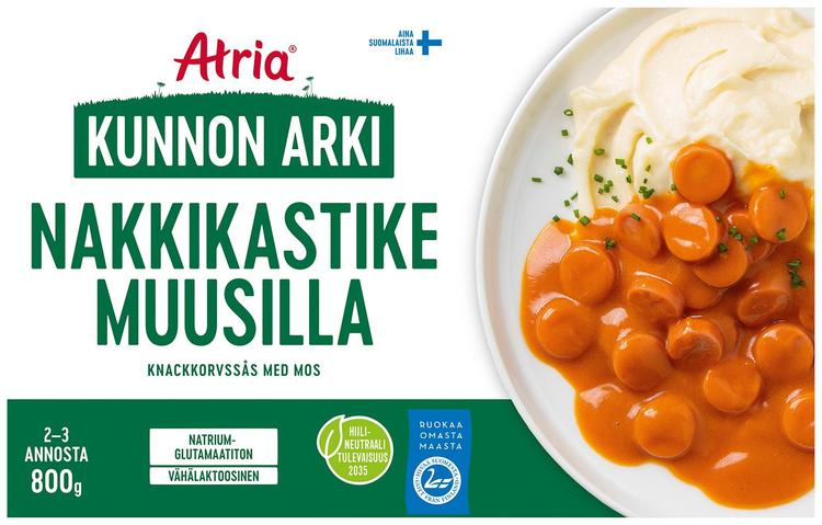 Atria Kunnon Arki Nakkikastike Muusilla 800g