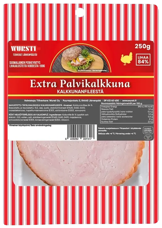 Wursti Extra Palvikalkkuna kalkkunanfileestä 250g