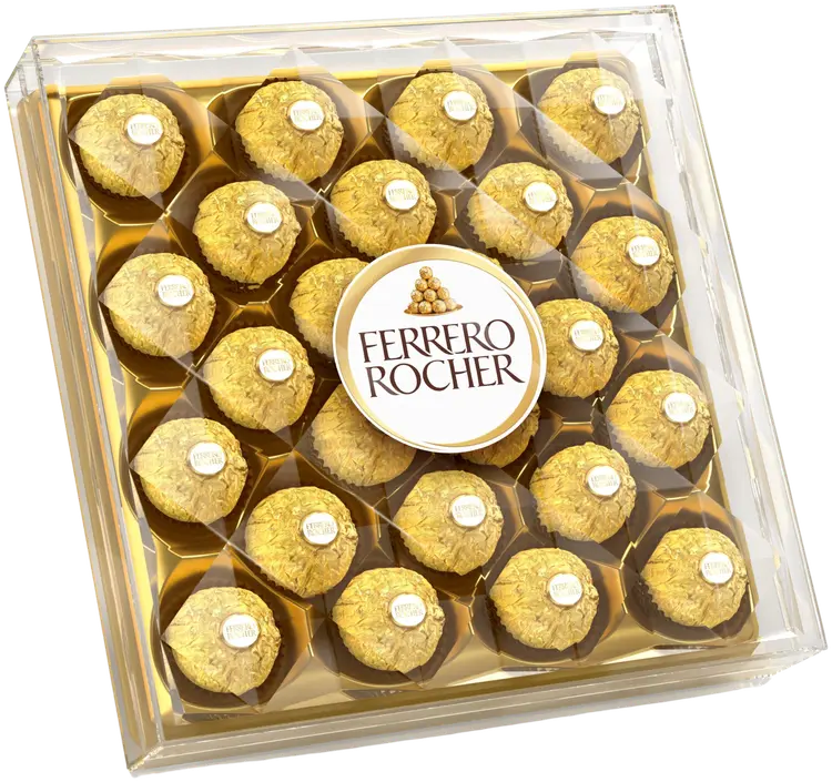 Ferrero Rocher Diamantata maitosuklaalla ja hasselpähkinärouheella kuorrutettu rapea vohvelierikoisuus sisällä kokonainen hasselpähkinä hasselpähkinäkreemissä 24pcs/300g