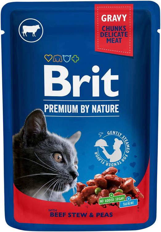 Brit Premium by Nature Naudanlihaa ja herneitä kastikkeessa kissoille 100 g