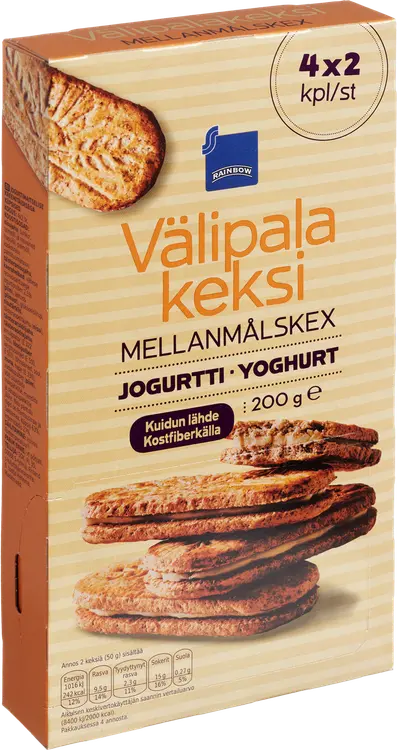 Rainbow välipalakeksi jogurttitäytteellä 200 g