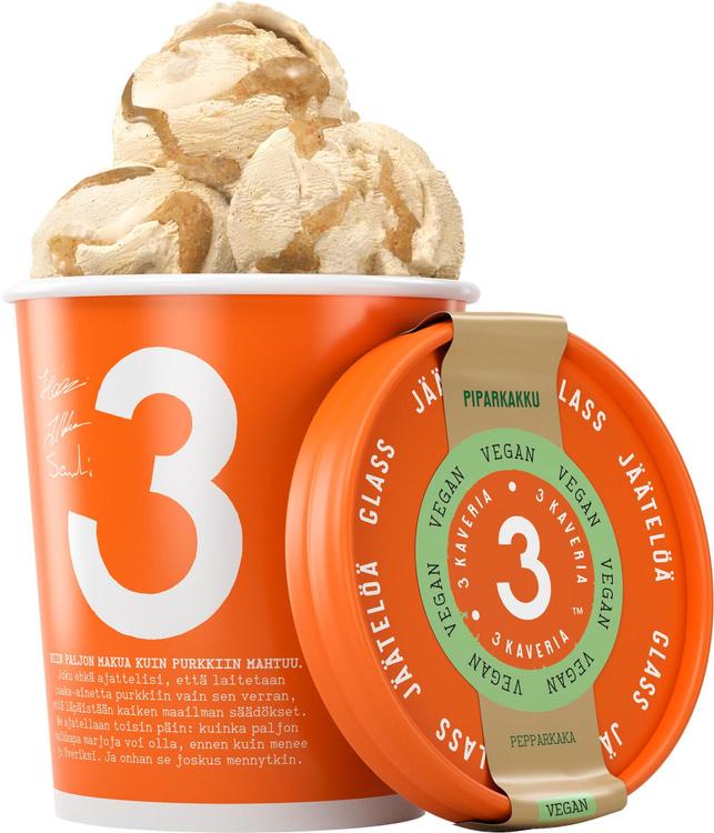 3 Kaveria Vegaaninen Piparkakku jäätelö 500ml/400g