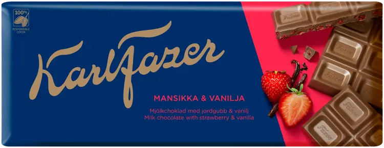 Karl Fazer mansikka ja vanilja suklaalevy 190g