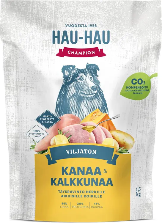 Hau-Hau Champion Viljaton Kanaa ja kalkkunaa täysravinto 1,5 kg