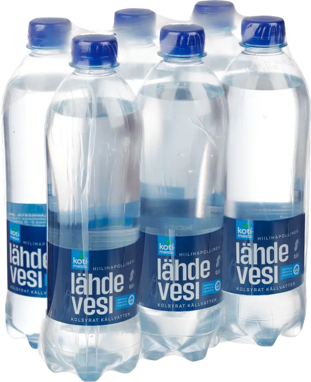 Kotimaista 6x0,5l hiilihapotettu lähdevesi