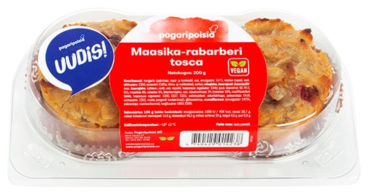 Maasika-rabarberi tosca, vegan 200 g