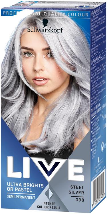 Schwarzkopf LIVE Ultra Brights  98 Steel Silver hiusväri