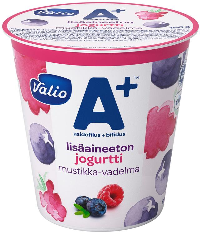 Valio A+™ lisäaineeton jogurtti 150 g mustikka-vadelma laktoositon