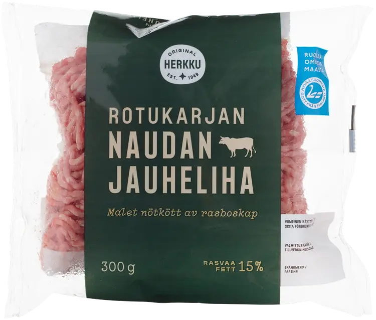 Herkku rotukarjan naudan jauheliha 15% 300g