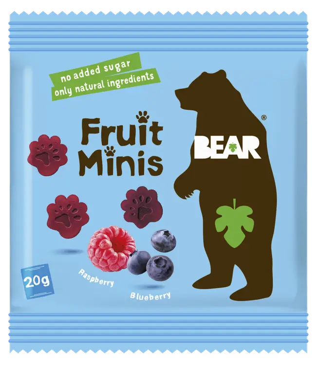 BEAR Fruit Minis Vadelma-Mustikka hedelmä- ja vihannespala20g