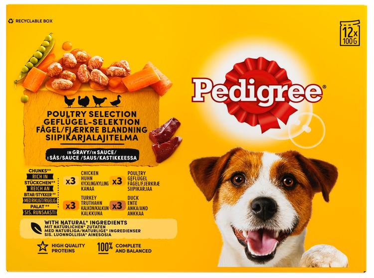 Pedigree Siipikarjalajitelma kastikkeessa (12 x 100 g)