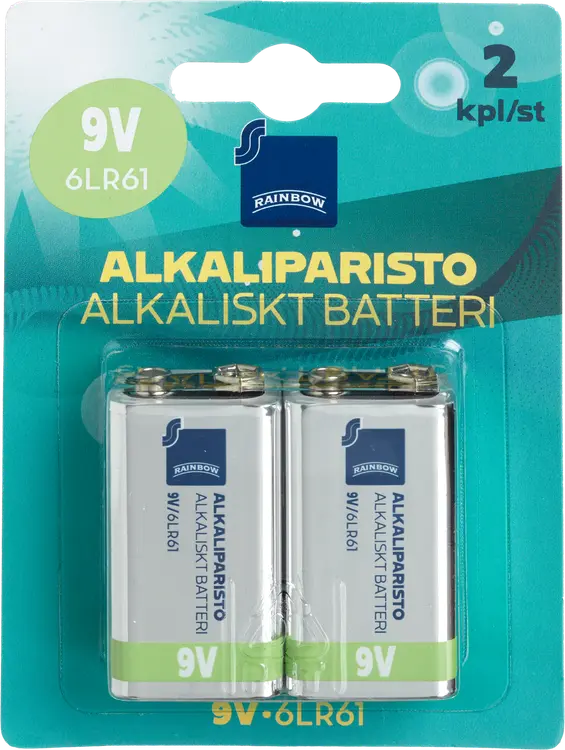 Rainbow alkaliparisto 9V 6LR61 2kpl