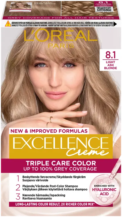 L'Oréal Paris Excellence Creme 8.1 Light Ash Blonde Keskivaalea Tuhka kestoväri 1kpl