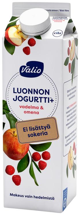 Valio Luonnonjogurtti+™ vadelma & omena 1 kg ei lisättyä sokeria, laktoositon