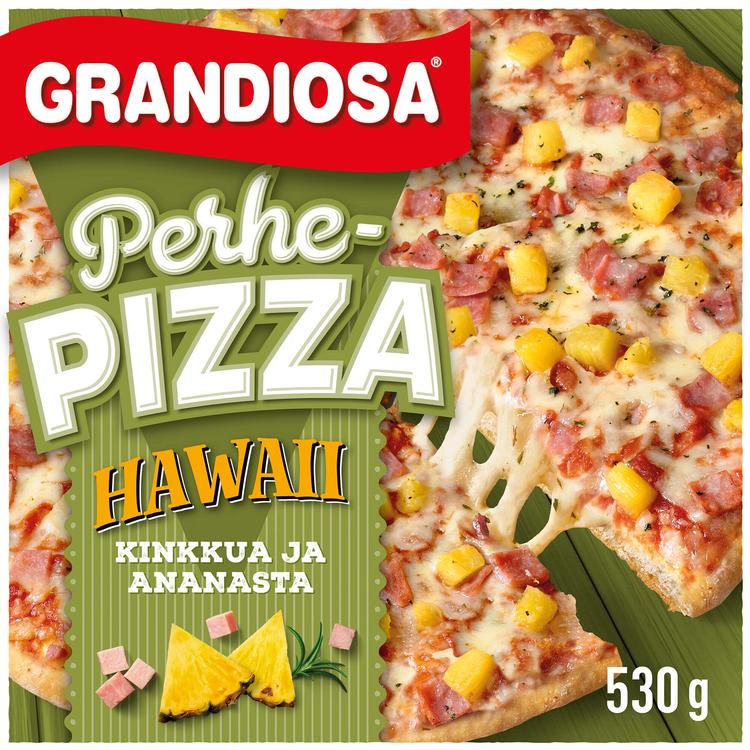 Grandiosa hawaii perhepizza, kinkkua, ananasta ja juustoa pakaste 530g