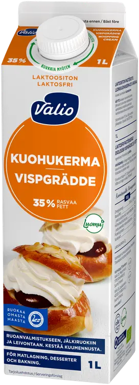 Valio kuohukerma 1 l laktoositon, luomu