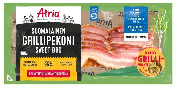 Atria Suomalainen Grillipekoni Sweet BBQ 180g