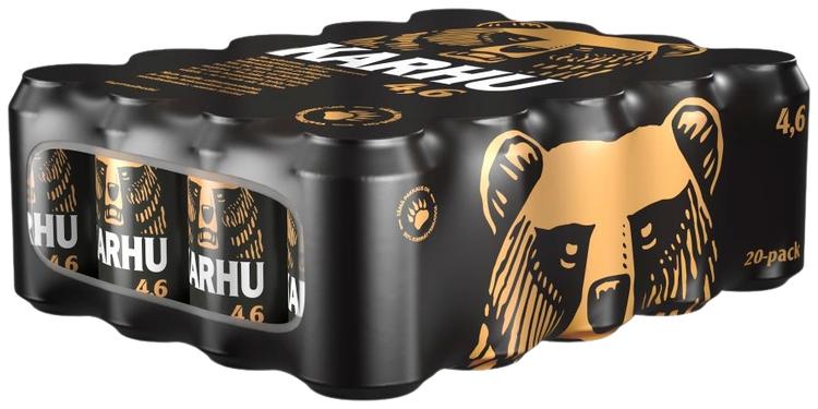 20-pack Karhu Lager olut 4,6% tölkki 0,33 L