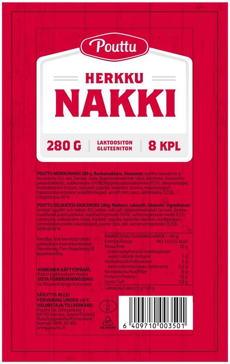 Pouttu Herkkunakki 280 g kuoreton