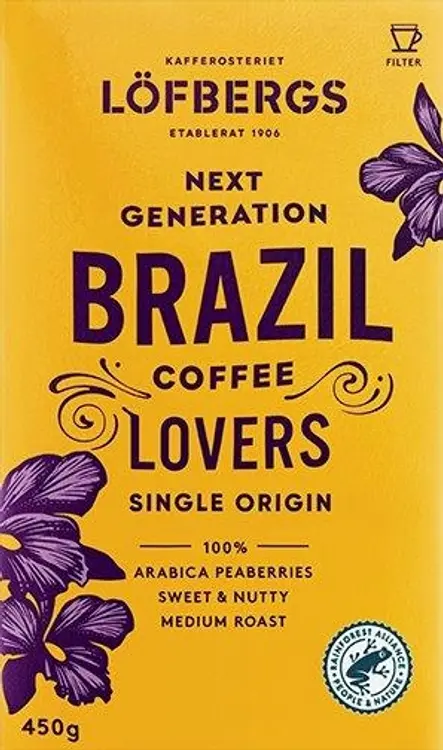 Löfbergs Next Generation Coffee Lovers Brazil Single Origin suodatinkahvi 450 g Rainforest Alliance