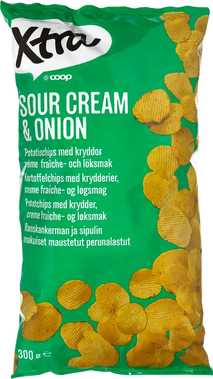 Xtra Sourcream & Onion perunalastut 300 g
