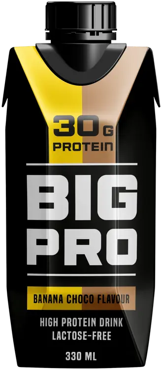 BIG PRO laktoositon banaani-suklaaproteiinijuoma 330 ml, UHT