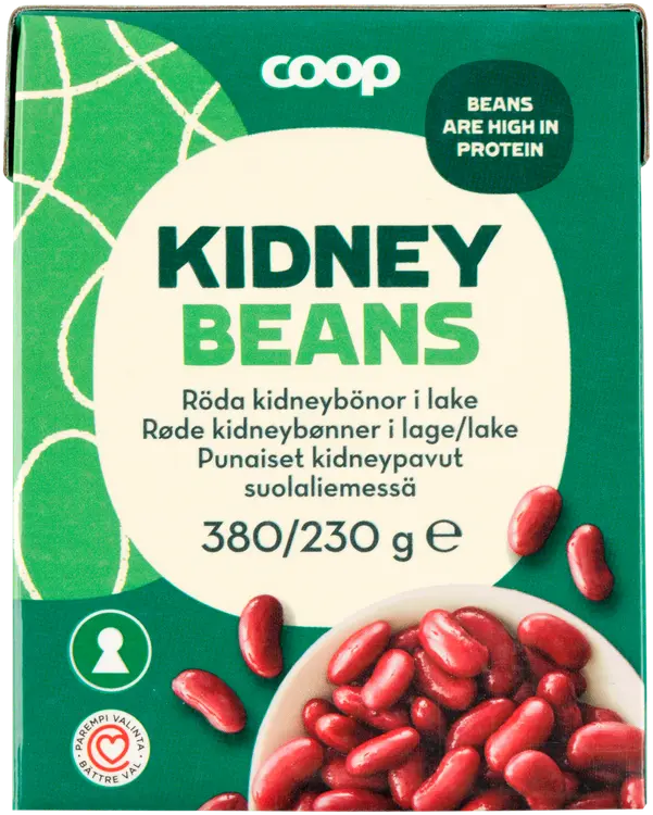 Coop punaiset kidneypavut suolaliemessä 380/230 g