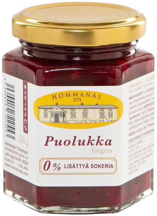 Hommanäs puolukka, 0 % lisättyä sokeria, 200 g