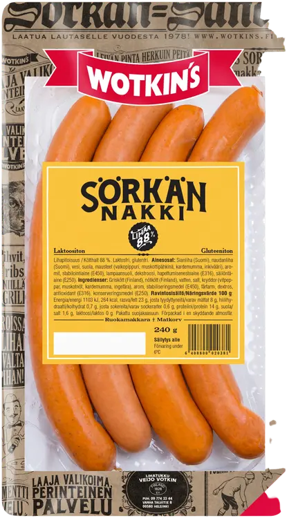 Wotkin´s 240 g Sörkän nakki ruokamakkara