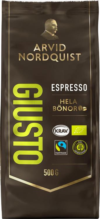 Arvid Nordquist Espresso 500g Giusto pavut Luomu, Fairtrade