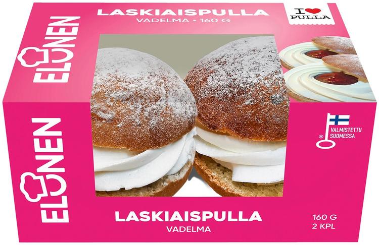 Elonen Laskiaispulla Vadelmatäytteellä 2kpl 160g