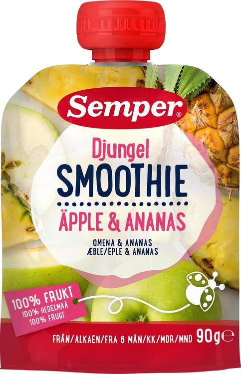 Semper Smoothie Djungel omenaa ja ananasta alkaen 6 kk lasten hedelmäsose 90g
