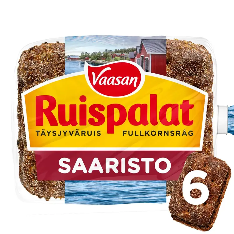 Vaasan Ruispalat Saaristo 360 g 6 kpl täysjyväruisleipä