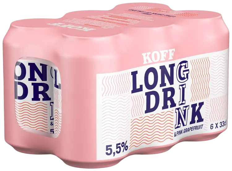 6-pack Koff Long Drink Pink Grapefruit 5,5 % tölkki 0,33 L
