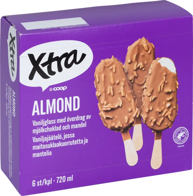 Xtra Almond jäätelöpuikko 6 x 120 ml/80 g