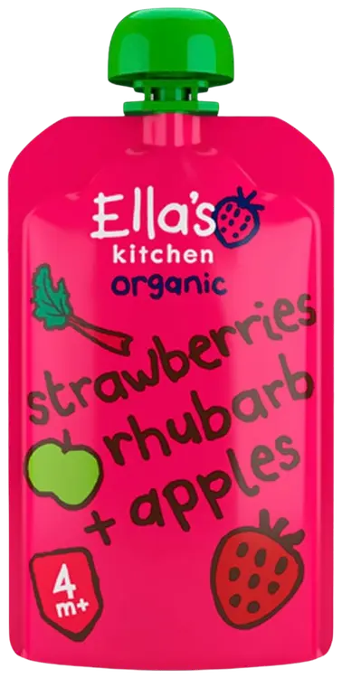 Ella's Kitchen Mansikka-raparperi-omenasose alkaen 4kk LUOMU 120g