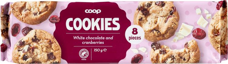 Coop valkosuklaa-karpalocookie 150 g