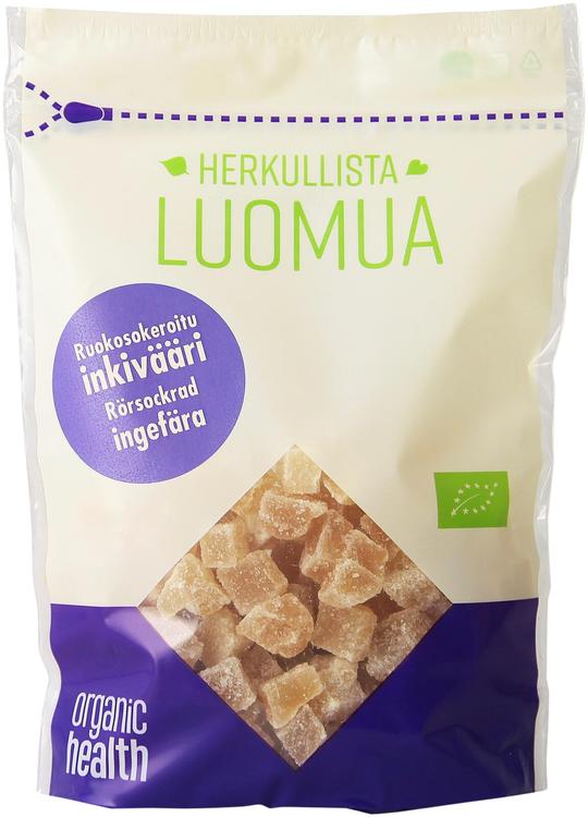 Organic Health luomu sokeroitu inkivääripala 250g