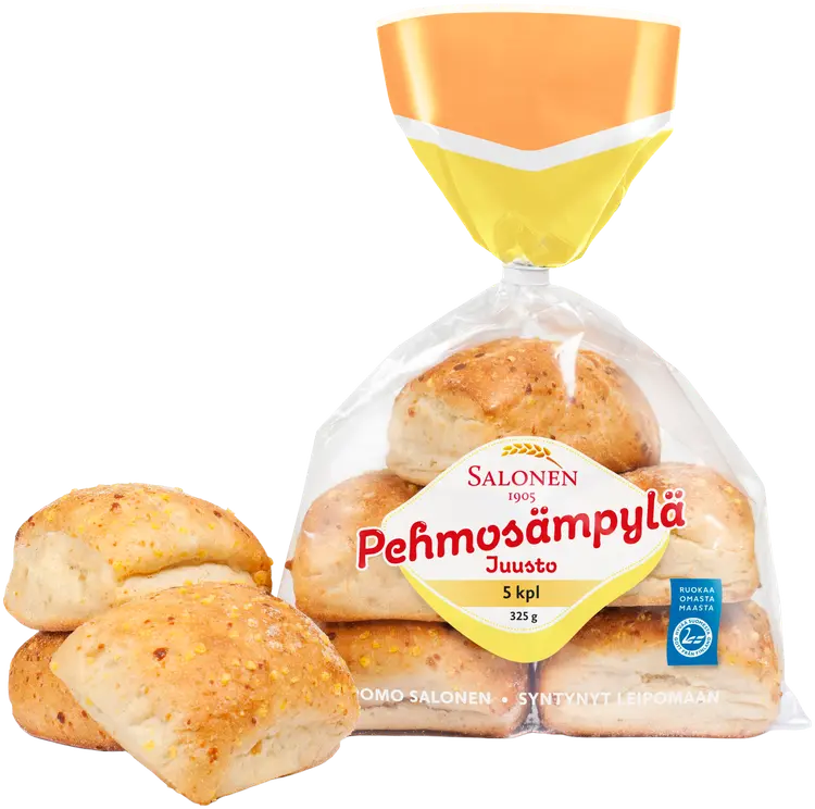 Leipomo Salonen Pehmosämpylä juusto 5/325 g vehnä-juustosämpylä