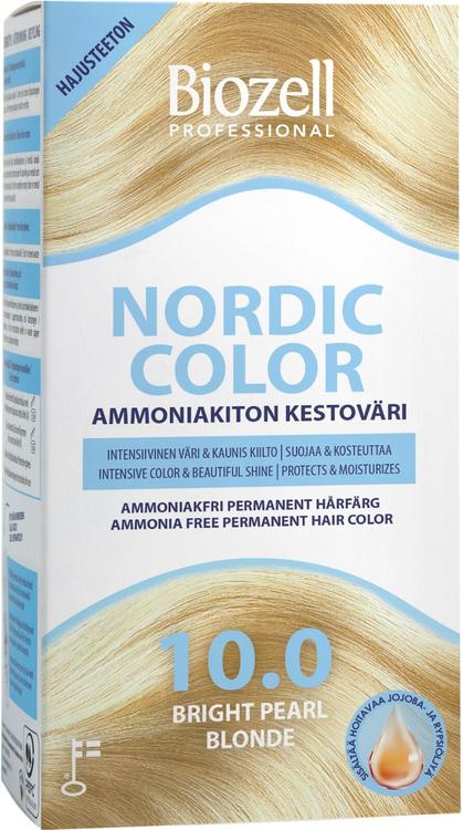 Biozell Professional Nordic Color ammoniakiton kestoväri Bright Pearl Blonde 10.0 2x60ml