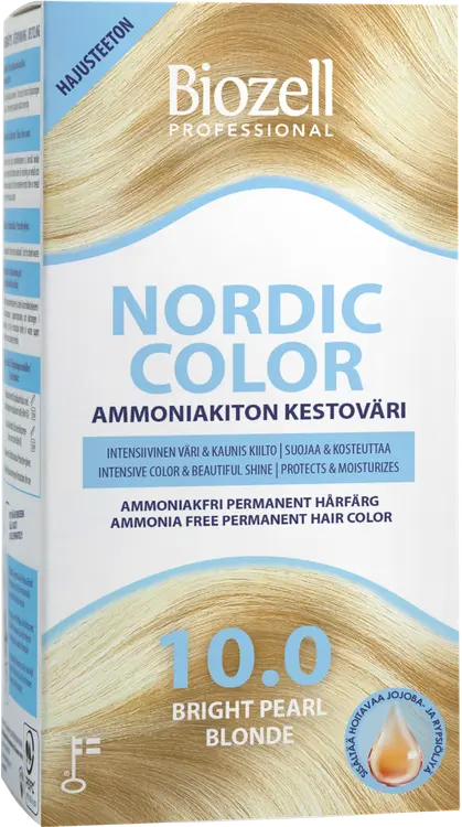 Biozell Nordic Color Professional ammoniakiton kestoväri Bright Pearl Blonde 10.0 2x60ml