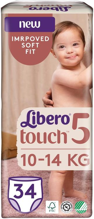 Libero Touch housuvaippa koko 5, 10-14 kg, 34 kpl