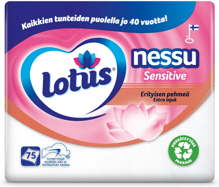 LOTUS Nessu Sensitive Nenäliina 75 kpl