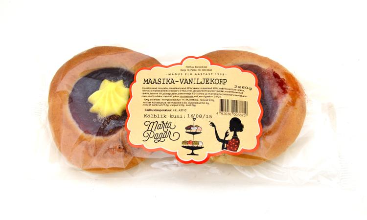 Maasika-vaniljekorp 2x60 g