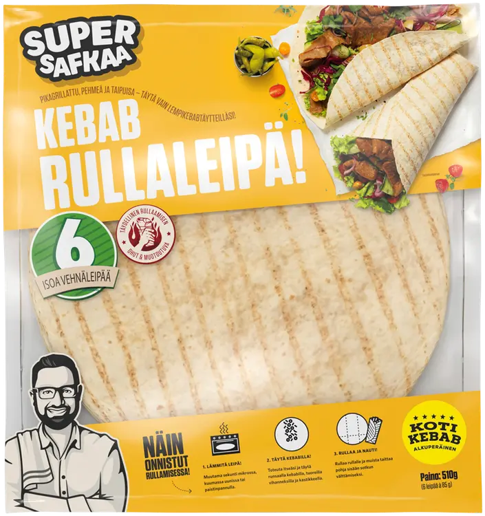 6kpl Super Safkaa Kebabrullaleipä 510g