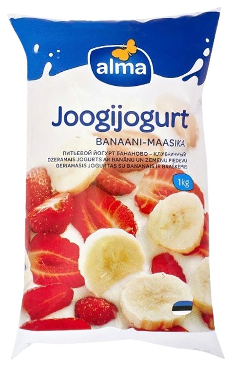 Banaani-maasika joogijogurt, 1 kg