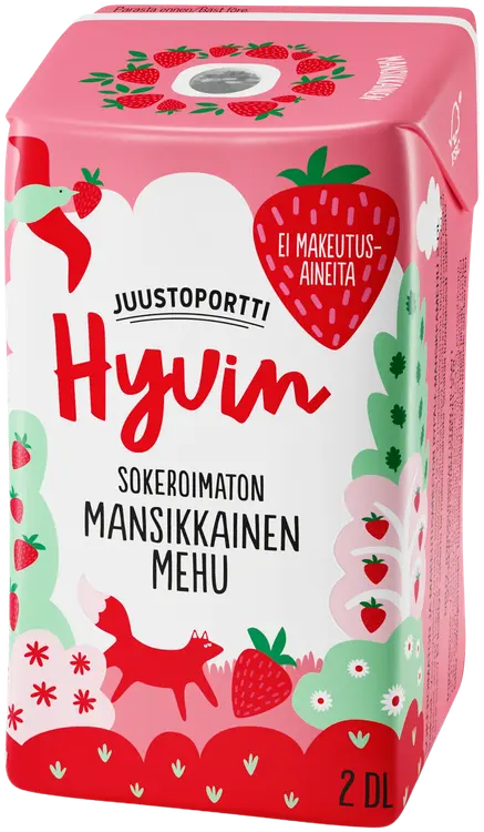 Juustoportti Hyvin mehu 2 dl mansikkainen