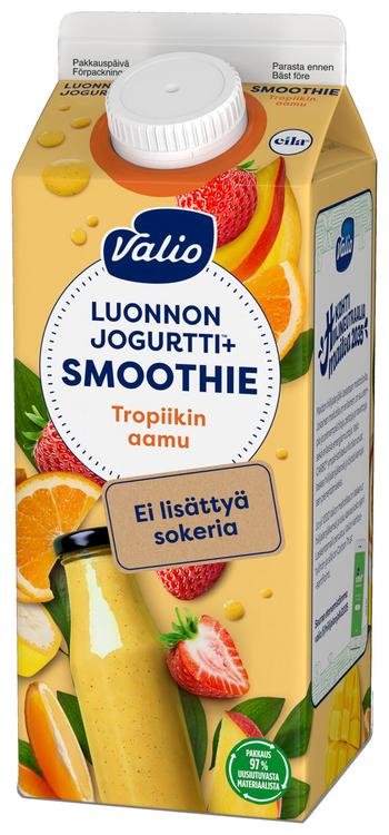 Valio Luonnonjogurtti+™ smoothie 0,75 l tropiikin aamu ei lisättyä sokeria, laktoositon