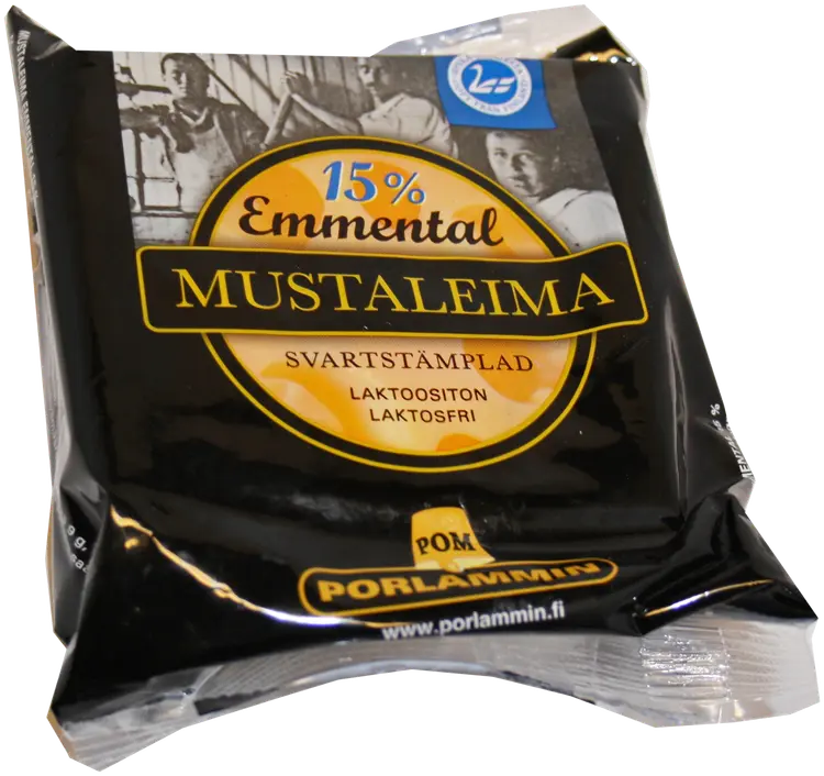 Porlammin Osuusmeijeri 280g 15% Mustaleima Emmental juusto