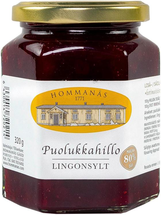 Hommanäs 320g puolukkahillo 80%